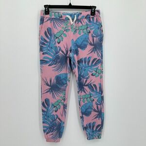 Sea La la Sweatpants Joggers Womens M‎ Pink Blue Palm Tree Tropical Hawaiian